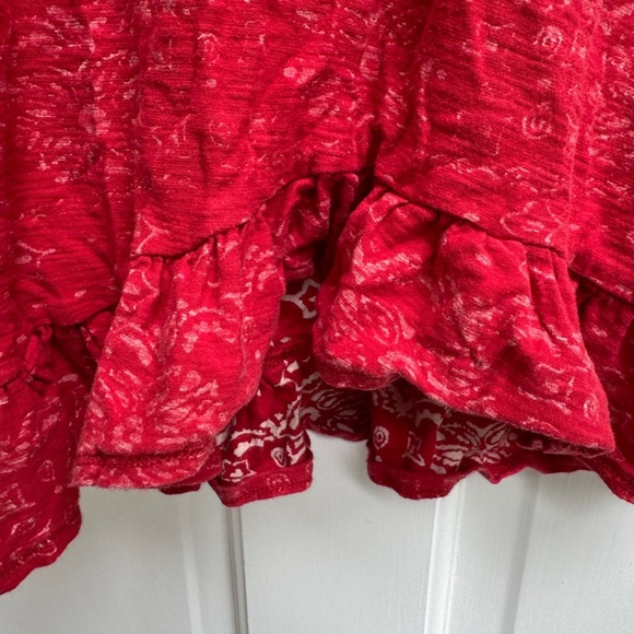 Ralph Lauren 3T Girls Red Geometric Pattern Ruffled Short Sleeve Blouse Top - Picture 3 of 5